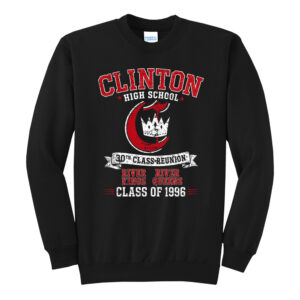 Clinton 30th Class Reunion Unisex Fleece Crewneck Sweatshirt-Black