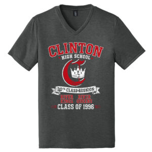 Clinton 30th Class Reunion District Made Mens Perfect Tri V-Neck Tee-Black Frost