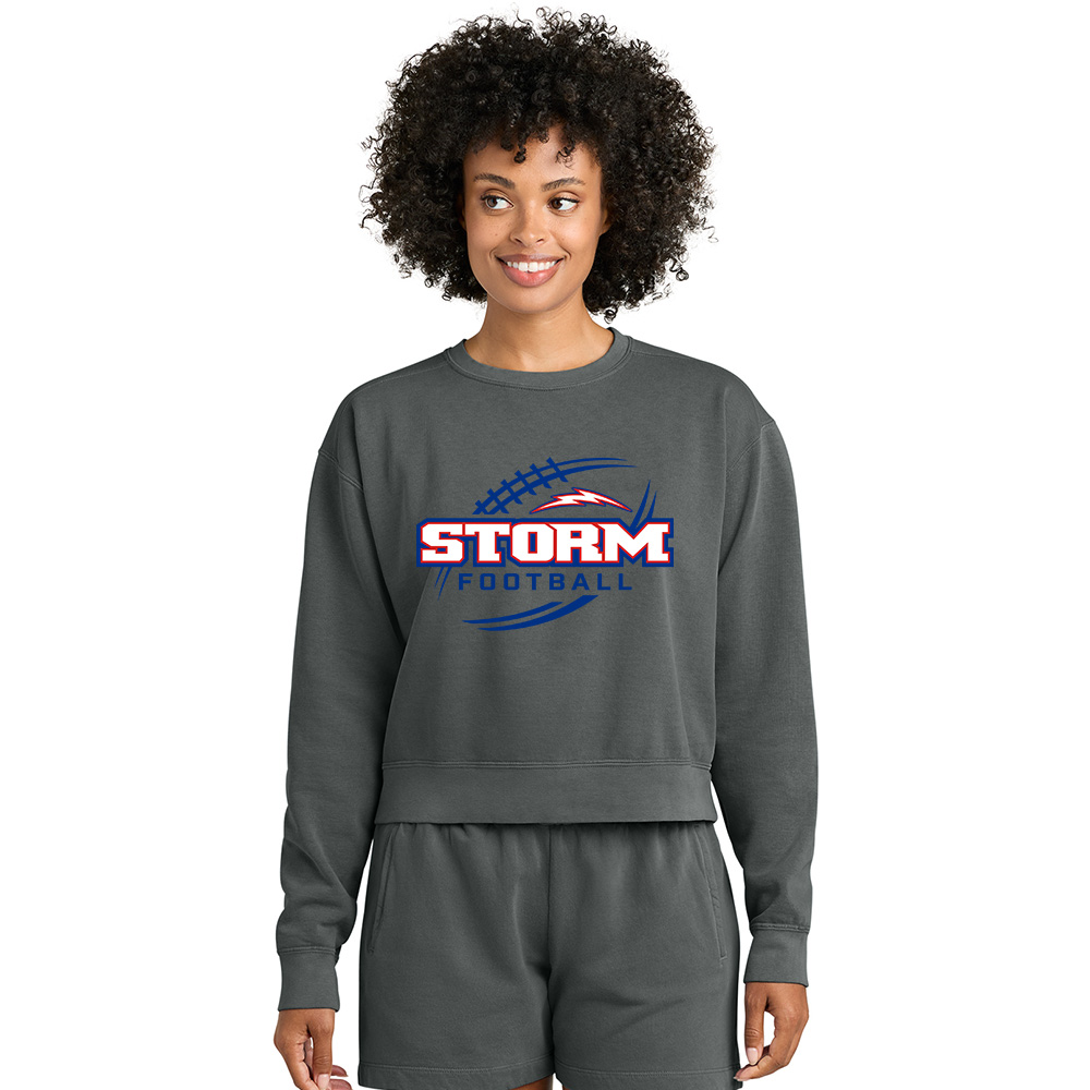 Camanche Football Comfort Colors Women’s Mid Length Crewneck Sweatshirt - Pepper