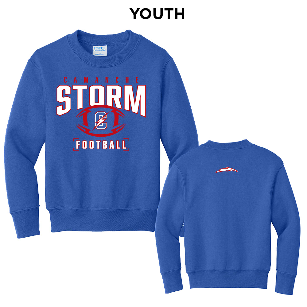 Camanche Football Youth Crewneck Sweatshirt - royal