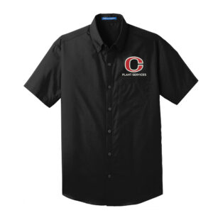 Clinton Plant Services Short Sleeve Carefree Poplin Shirt-Black