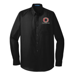 Clinton Plant Services Long Sleeve Carefree Poplin Shirt-Black