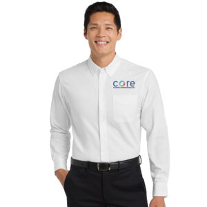 Core Plastech Mens Long Sleeve Easy Care Shirt-White