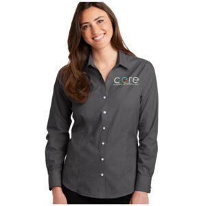 Core Plastech Port Authority Ladies Crosshatch Easy Care Shirt-Deep Black