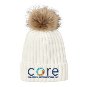 Core Plastech Port Authority Faux Fur Pom Beanie-Marshmallow