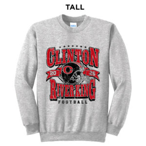 River King Football Tall Fleece Crewneck Sweatshirt-Ash