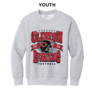 River King Football Youth Fleece Crewneck Sweatshirt-Ash