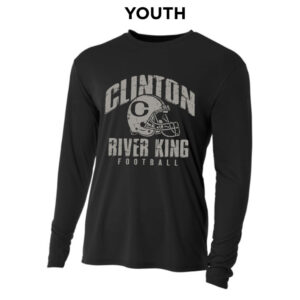 River King Football Youth Cooling Performance long sleeve Crew Tee-Black