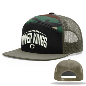 River King Football Richardson 7 Panel Trucker Cap -Tri Color-Black/Green Camo Loden