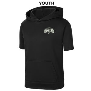 River King Football Sport Tek Youth Sport Wick Fleece Short Sleeve Hooded Pullover- Black