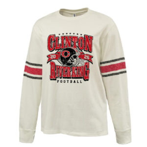 River King Football Pennant HEAVYWEIGHT 8.0 oz. antique white cotton jerseyarchive-style printed sleeve stripe-Red/Bla