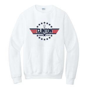 Clinton Running Club Unisx Core Fleece Crewneck Pocketed Sweatshirt-White