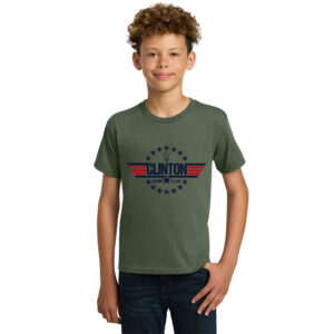 Clinton Running Club Youth Cotton Short Sleeve Tee-Military