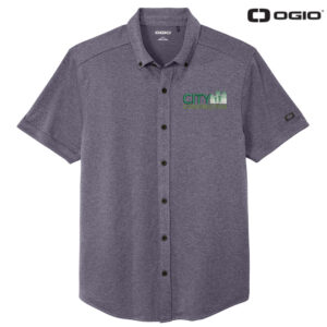 City Construction OGIO Men Gravitate Full-Button Polo-Navy Heather