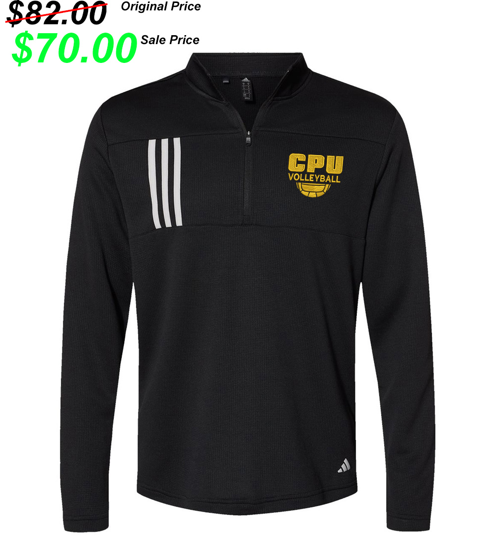 CPU VB Team Adidas 3-Stripes Double Knit 1/4 zip pullover-Black/Grey