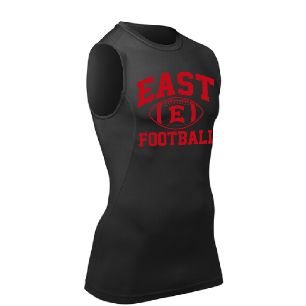 05. Des Moines East Football Lightning Compression Sleeveless Tee - Black