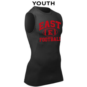 06. Des Moines East Football YOUTH Compression Sleeveless Tee – Black