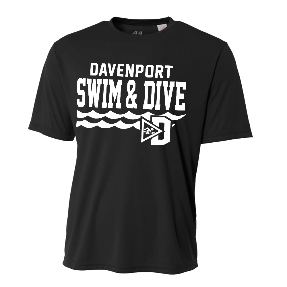 Davenport Swim Adult Cooling Performance Tshirt-Black