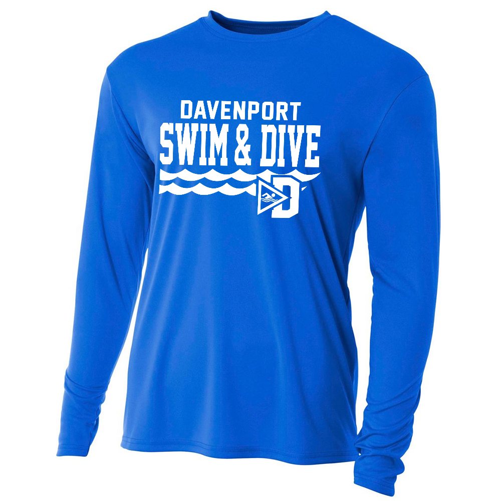 Davenport Swim Adult Cooling Performance long sleeve Crew Tee-Royal