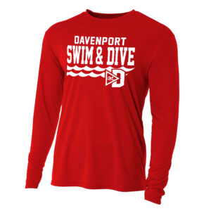 Davenport Swim Adult Cooling Performance long sleeve Crew Tee-Scarlet