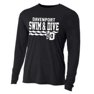 Davenport Swim Adult Cooling Performance long sleeve Crew Tee-Black