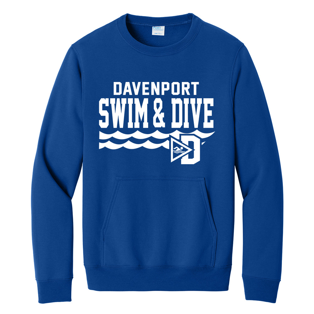 Davenport Swim Unisex Core Fleece Crewneck Pocket Sweatshirt-Royal