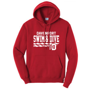 Davenport Swim Unisex Classic Core weight Cozy Pullover Hooded Sweatshirt-Red