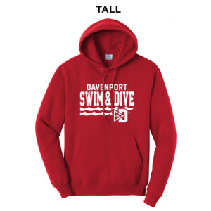 Davenport Swim Tall Fleece Hooded Sweatshirt-Red