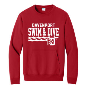 Davenport Swim Unisex Core Fleece Crewneck Pocket Sweatshirt-Red