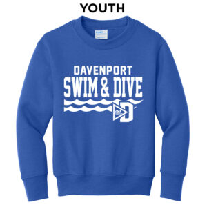 Davenport Swim Youth Fleece Crewneck Sweatshirt-Royal