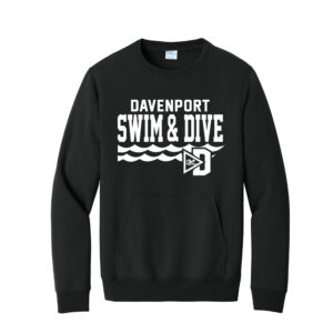 Davenport Swim Unisex Core Fleece Crewneck Pocket Sweatshirt-Black