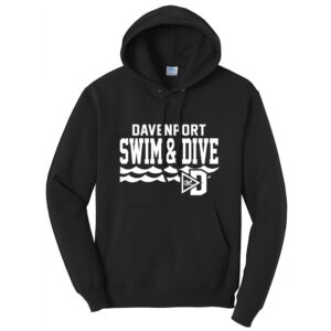 Davenport Swim Unisex Classic Core weight Cozy Pullover Hooded Sweatshirt-Black