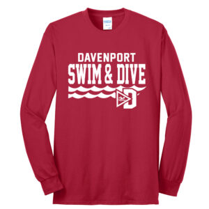 Davenport Swim Unisex Cotton Long Sleeve Tee-Red