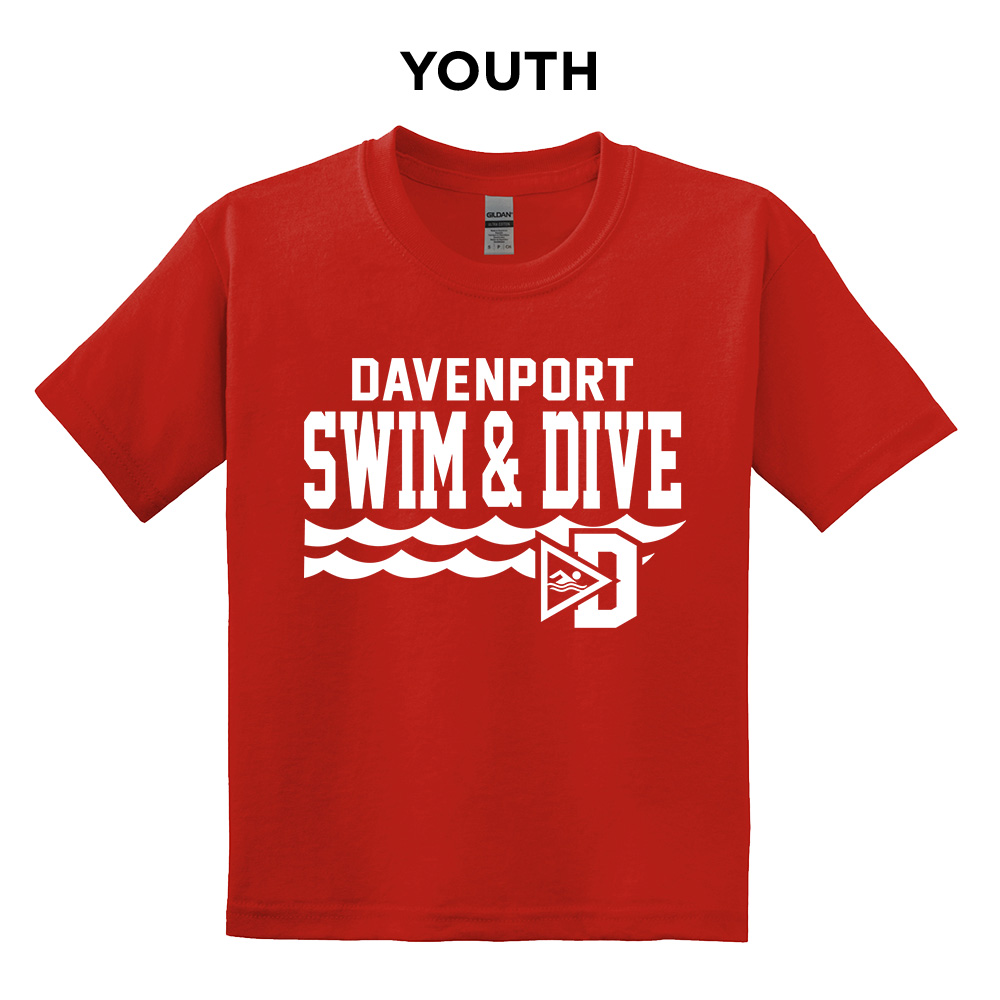 Davenport Swim Youth Short Sleeve Tee-Red