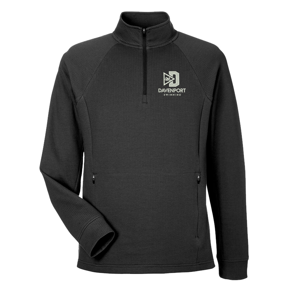 Davenport Swim North End Men's Rhythm Waffle Quarter-Zip Pullover-Black