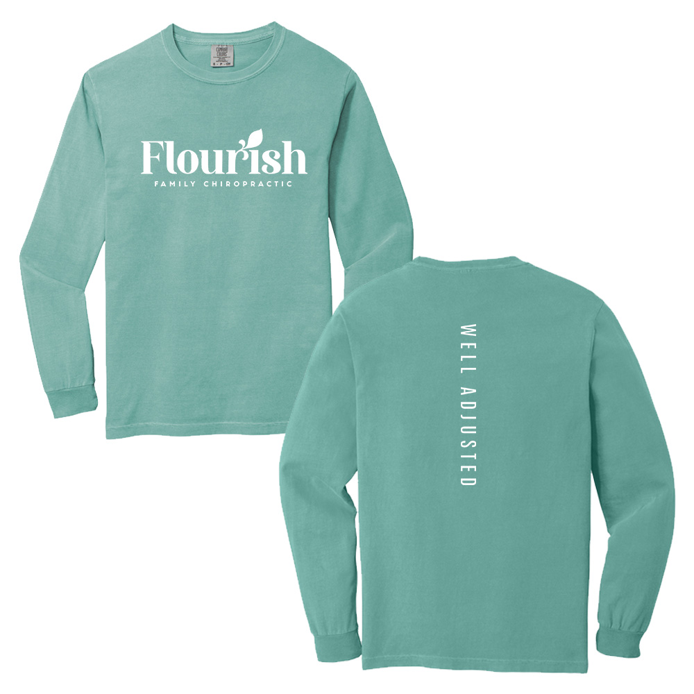 Flourish Unisex Comfort Colors Heavyweight Ring Spun Long Sleeve Tee-Sea Foam