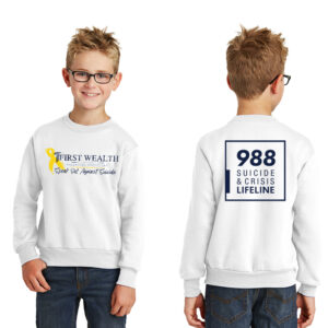 First Wealth Financial Youth Fleece Crewneck Sweatshirt-White