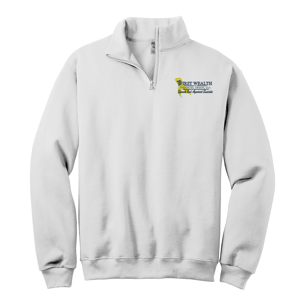 First Wealth Financial JERZEES Unisex Nublend Cadet Collar Sweatshirt-White
