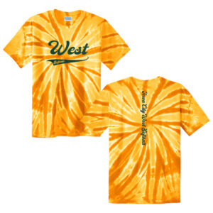 West Softball Unisex Essential Tie-Dye Tee-Gold (Crystallina Overlay)
