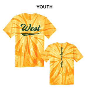 West Softball YOUTH Essential Tie-Dye Tee-Gold (Crystallina Overlay)