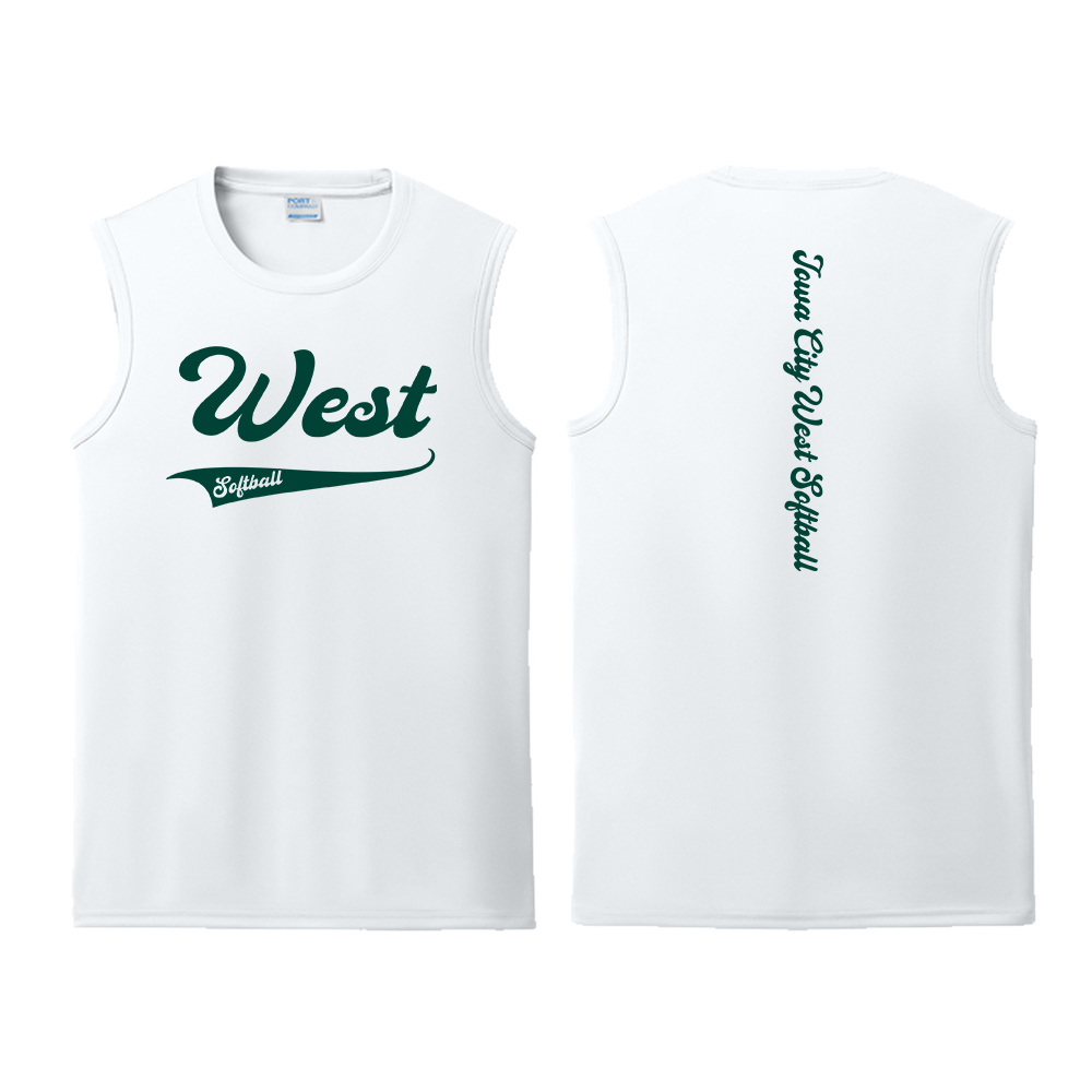 West Softball Men Performance Sleeveless Tee-White
