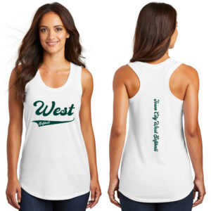 West Softball District Made Ladies Perfect Tri Racerback Tank-White