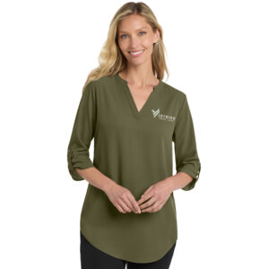Jaybird Port Authority Ladies 3/4-Sleeve Tunic Blouse-Deep Olive