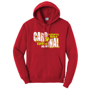 Maq Tennis Unisex Classic Core weight Cozy Pullover Hooded Sweatshirt-Red