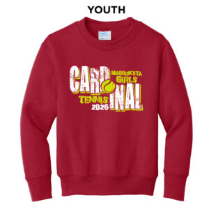 Maq Tennis Youth Fleece Crewneck Sweatshirt-Red