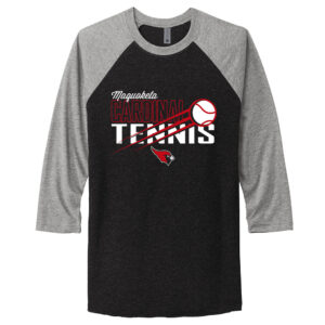 Maq Tennis Rah Rah Next Level Tr-Blend Baseball Raglan Tee Unisex-Premium Heather/ Vintage Black