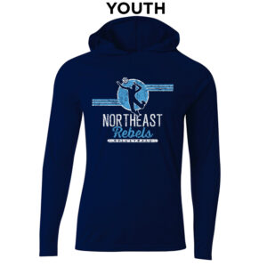 NE Volleyball Youth Cooling performance long sleeve hooded Tee – Navy