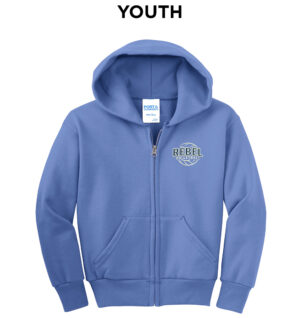 NE Volleyball Youth core fleece full zip hooded sweatshirt – Carolina Blue