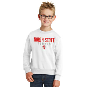 NS Tennis Youth Fleece Crewneck Sweatshirt-White
