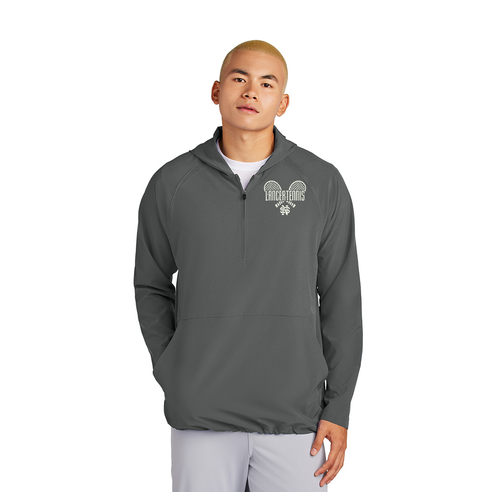 NS Tennis Sport-Tek Men Repeat 1/2-Zip Long Sleeve Hooded Jacket-Iron Grey